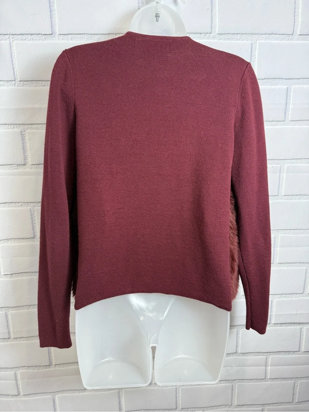 Banana Republic Burgundy Faux Fur Cardigan Jacket Size S Cozy Chic